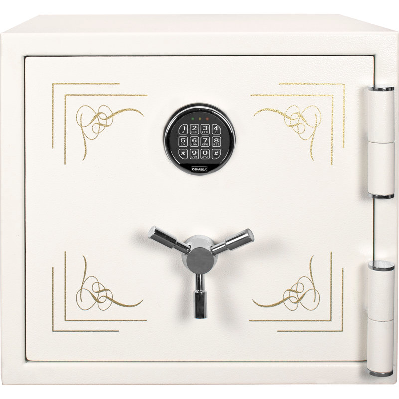 Keypad Fireproof Jewellery Safe in Elegant White, 19.5" H x 21.5" W x 19.5" D
