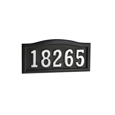 Softcurve Address Plaque with Factory Installed Floating 4 Inch Solid Brass Numbers. For Home or Business. 3 Plaque Colors and 5 Number Finishes. Includes mounting hardware and template for easy installation.