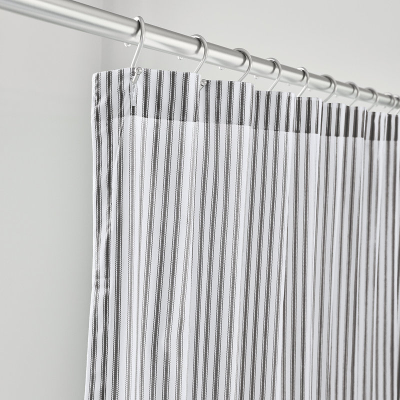 Blass Ticking Striped Shower Curtain, Black
