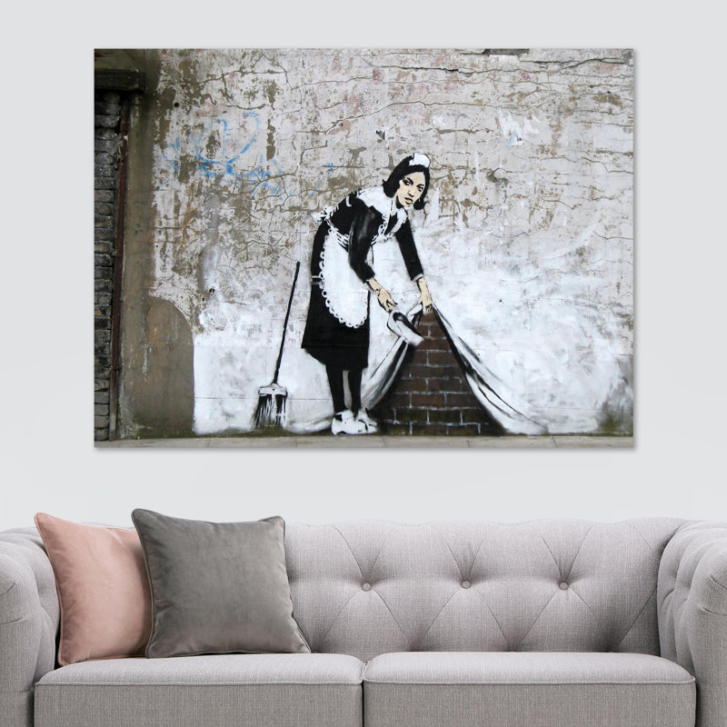 Banksy Maid Sweeping - Wrapped Canvas Print, 61cm H x 81cm W x 4cm D