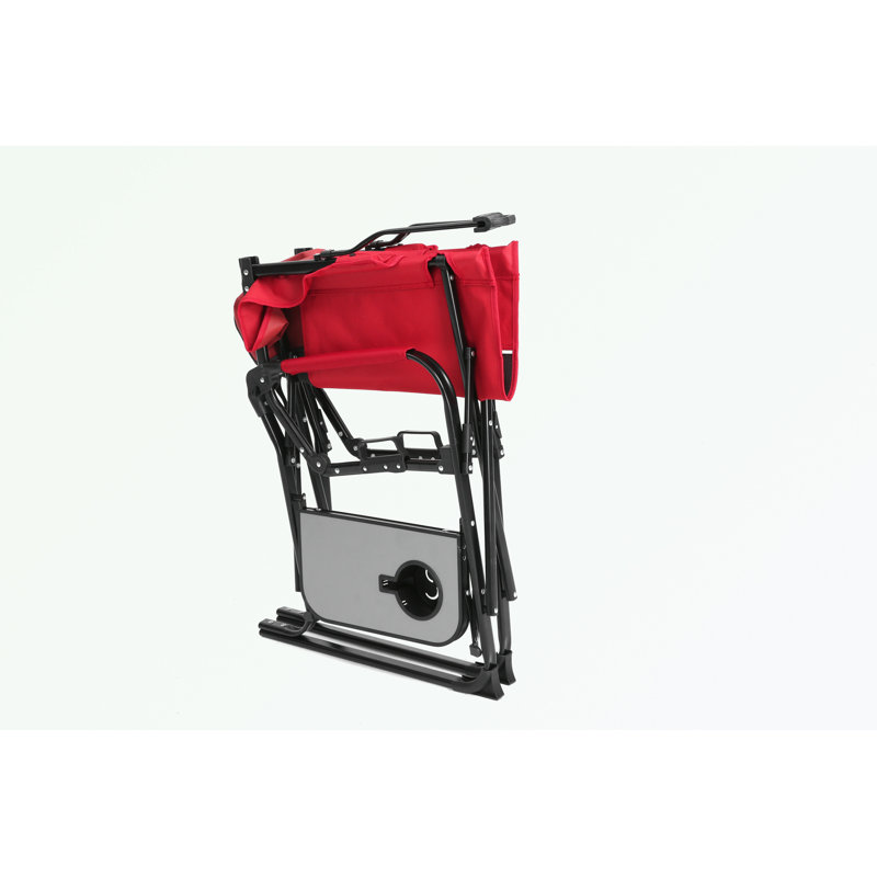 Folding Duty Lawn Chair with Side Table, Red