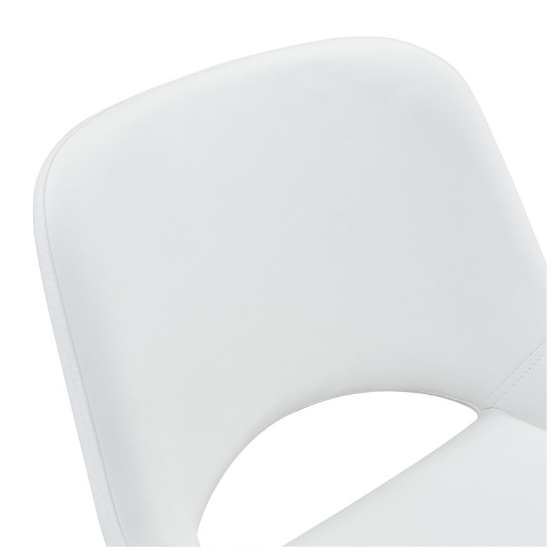 Ensemble de 2 tabourets de bar rotatifs modernes réglables, siège en polyuréthane blanc avec base en métal noir, repose-pieds, capacité de 250 lb pour îlot de cuisine et bar pour la maison
