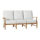 Croquet 75.75" Wide Outdoor Teak Patio Sofa with Cushions