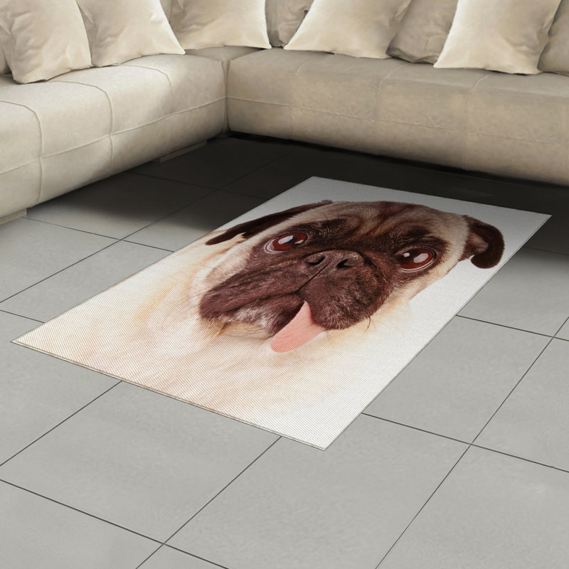 Pug High Density Long Fiber Poly Threads Decorative Area Rug Carpet, Rectangle 4' x 5'8"