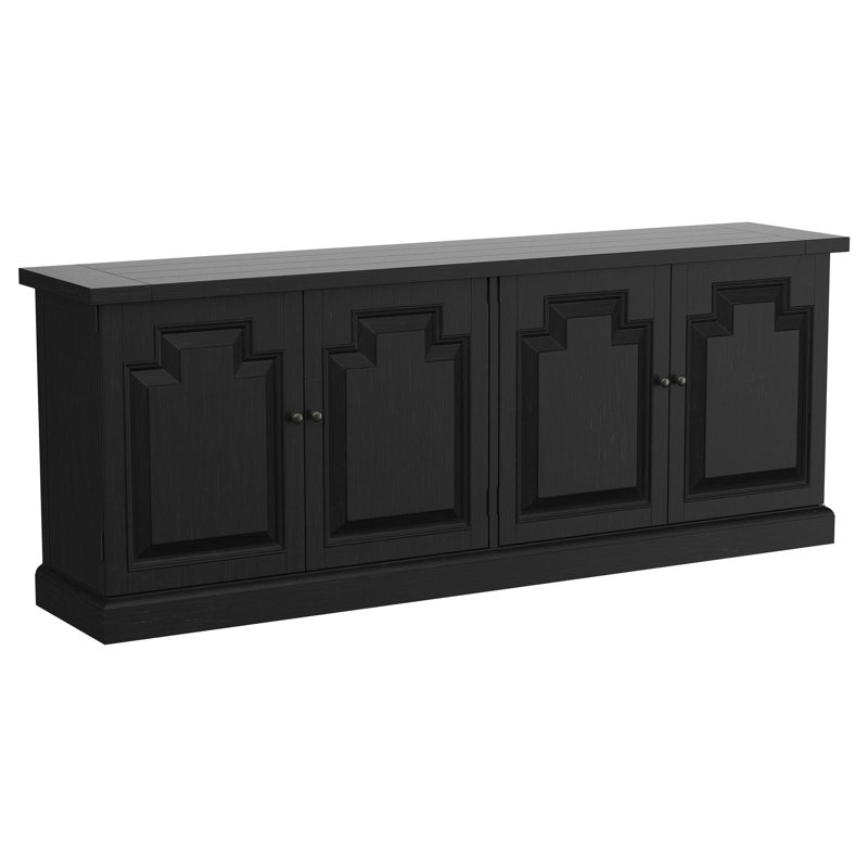 Florence 90'' Distressed Black 4-Door Dining Sideboard Buffet