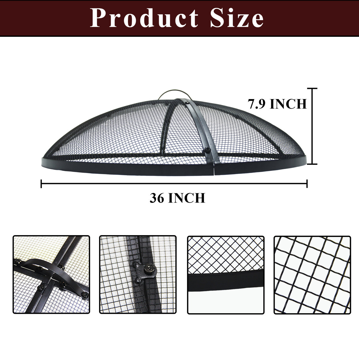 Scendor Heavy-duty Metal 36 Inch Round Fire Pit Spark Screen Cover Mesh ...