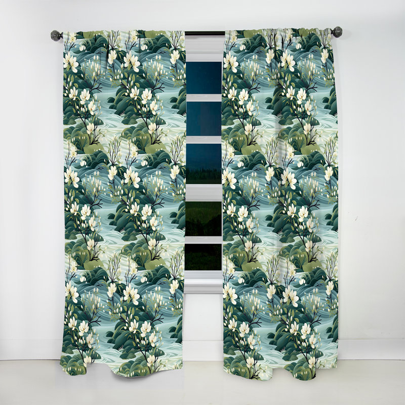 Mangrove Serenity Tropical Motif II - Rideau floral - Rideau floral obscurcissant - 1 panneau, L 52 po x L 108 po