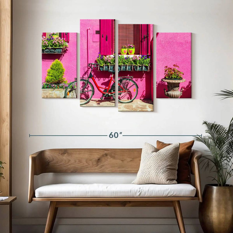 Pink House Bicycle, 32" H x 52" W