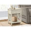 Table d'appoint à 2 niveaux avec placage blanc antique et tiroir pour le rangement dans la chambre, style transitionnel