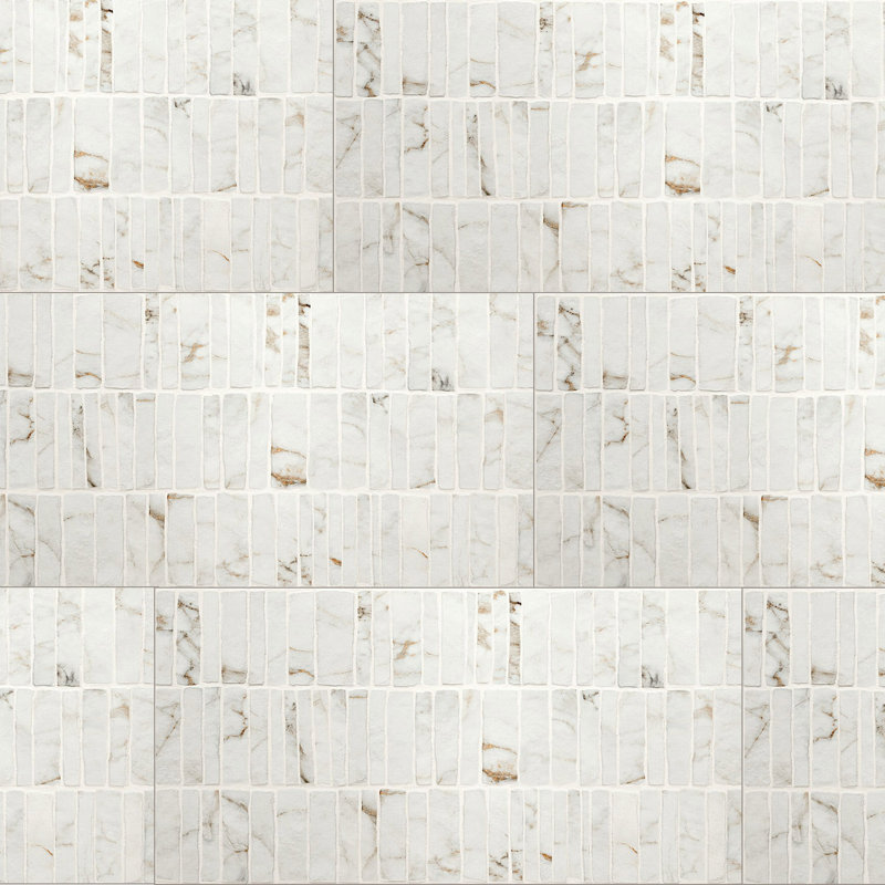 Carrelage de sol et de mur en porcelaine polie grand format 24 x 48 Venataro, Amoria relief, Aspect de marbre
