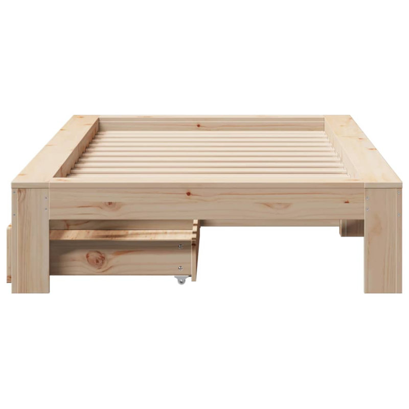 Solid Wood Storage Bed, Brown, Small Single (2'6)