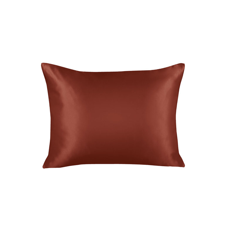 Rust Satin Silk Standard Pillowcase Set with Zipper Closure