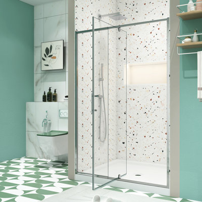 44 - 48" W X 71" H Pivot Swing Tempered Glass Enclosure, , Simple Installation, Magnetic Closure, Leakage Door, 1/4" Glass, Finish, Versatile Leak-