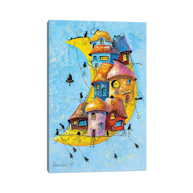 Moon City Of Cats by Natalia Grinchenko - Wrapped Canvas Print, 66.04 cm H x 45.72 cm W