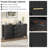 Sideboard Storage Cabinet, Fluted Credenza Buffet Cabinet With Two Doors And Three Drawers For Kitchen And Living Room, Black