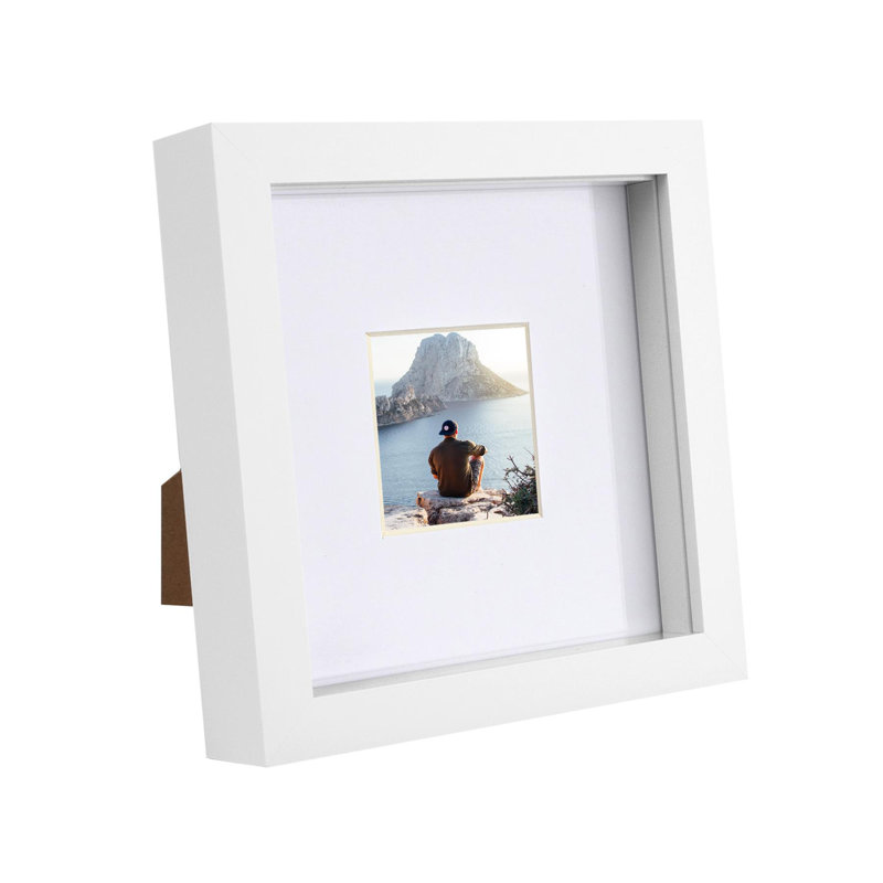 Nicola Spring - 6" x 6" White 3D Box Photo Frame - 2" x 2" Mount - White