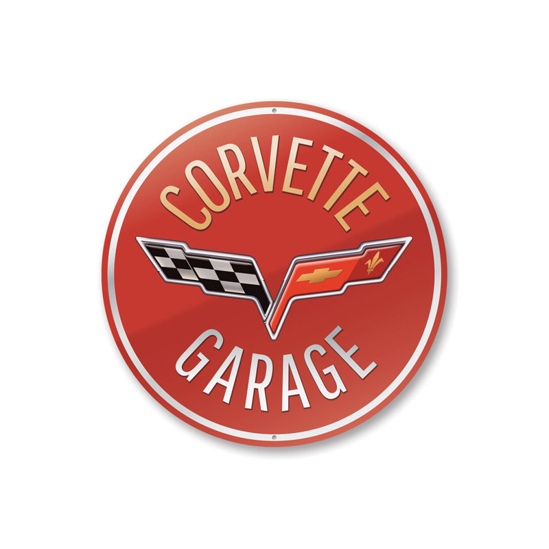 Enseigne de voiture Corvette, H 18 po x l 18 po x P 0,06 po