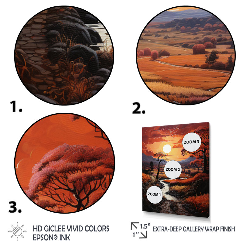 Paysage de campagne cramoisi II - impression, Cadre photo blanc, H 32 po x l 24 po x P 1 po