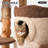 Artisan Mid-Century Modern Solid Wood Tree House Cat Tower with Triple Private Condos, 68" H