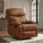 Top Grain Genuine Leather Manual Rocker Recliner Chair, Small Swivel Recliner for Living Room, Bedroom, Home Theater & RV - Brown-78957007