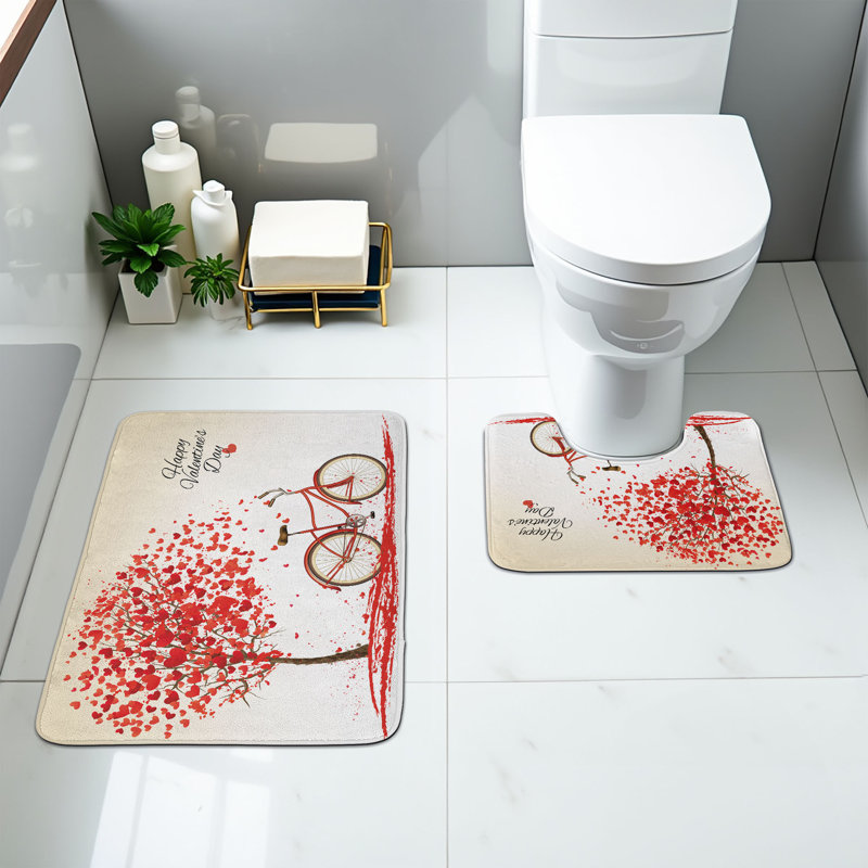  Ensemble de 2 tapis de salle de bain Valentines Day