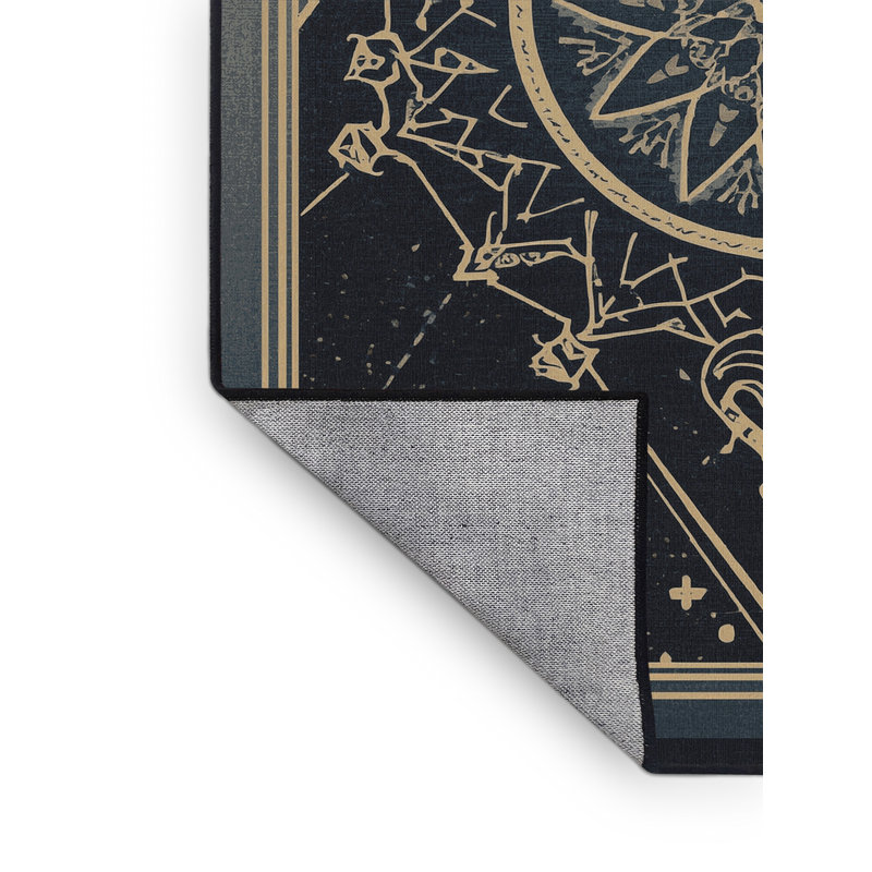 Tapis noir lavable à la machine à motif géométrique Pavle, 3 X 5