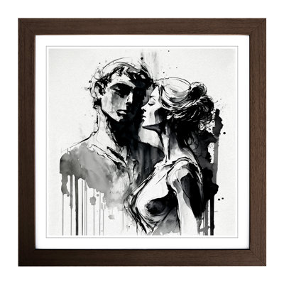 Lovers Ink Wash - Framed Print