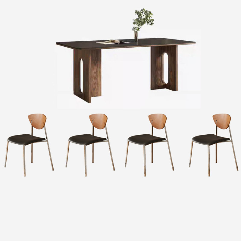 Combinaison de table et chaises de salle à manger d'âge moyen, 5, H 29,52 po x L 55,11 po x l 31,49 po