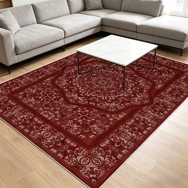 1PC Vintage Persian Medallion Floral Burgundy area rugs, Soft and Comfortable, easy-to-maintain, machine washable Indoor floor mat, suitable for living room, bedroom, dining room, hallway, porch, patio, Home Decor, Outdoor Decor.