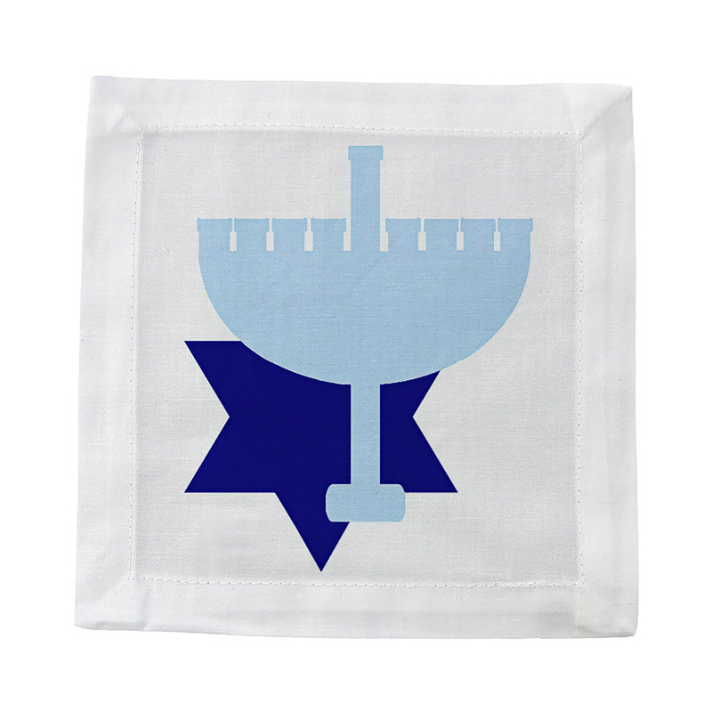 Menorah Hemstitch Cocktail 6" Linen/Cotton Napkin