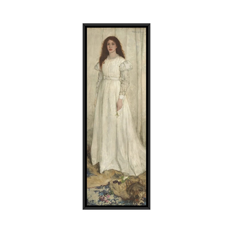 Symphonie en blanc, n ° 1 «The White Girl», reproduction d'art sur toile encadrée, 36 po x 12 po, Toile avec cadre, Noir