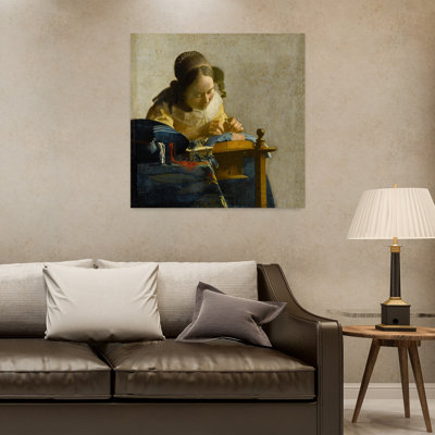 The Lacemaker Classic Contemporary Wall Art Print by Johannes Vermeer - Wrapped Canvas Print