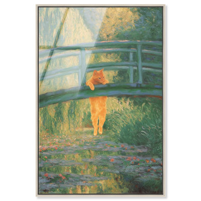 «Cat Dangle II», reproduction d'art acrylique encadrée par Art Remedy, cadre argenté, 10 x 15