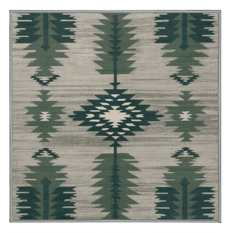 Washable Sagebrush Southwestern Area Rug, Square 4'