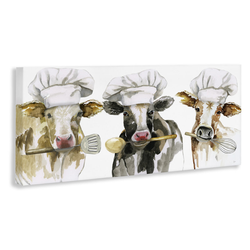 Toile de vache avec des ustensiles, design par Nan, 20 x 48
