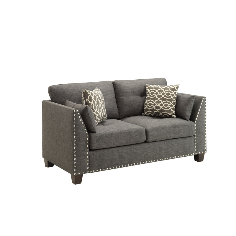 Causeuse en lin gris anthracite Laurissa avec 4 coussins