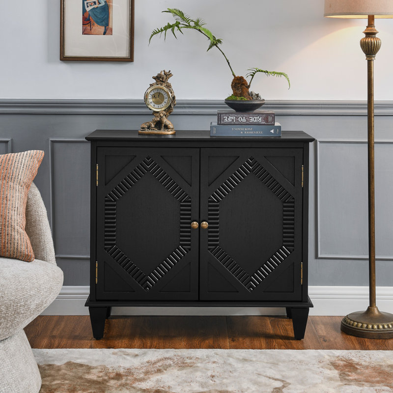 Buffet rétro en bois avec rangement, Noir