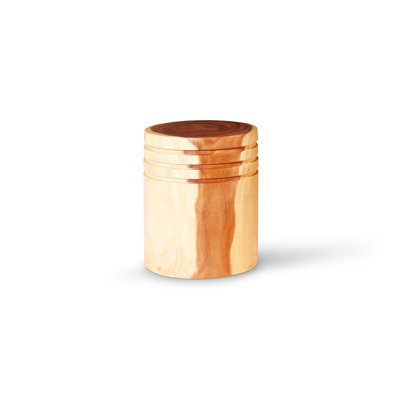 Groove Solid Wood Drum End Table