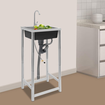17.7 L x 16.14 W Freestanding Kitchen Sink with Faucet
