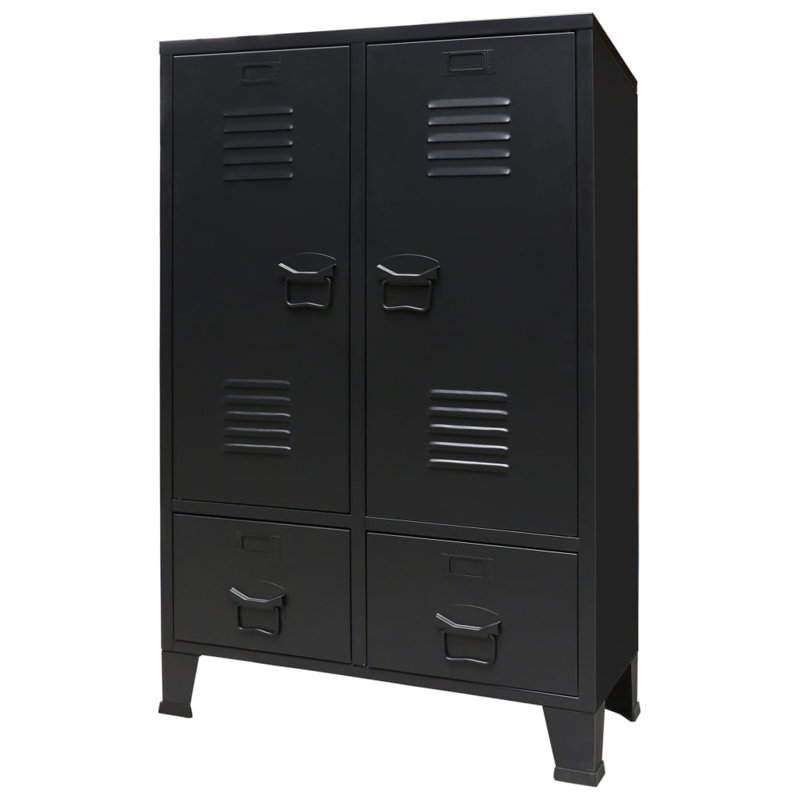 Evie Wardrobe Metal Industrial Style, 107 cm H x 67 cm W x 35 cm D