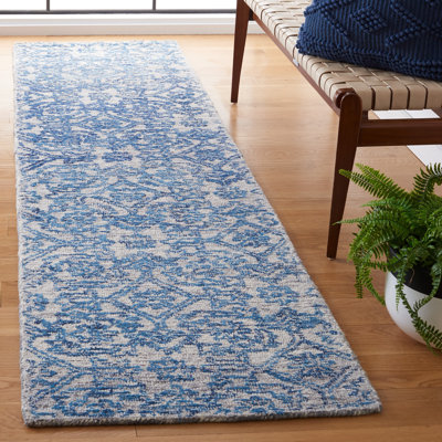 Tapis bleu en laine / coton touffeté à la main Angeli