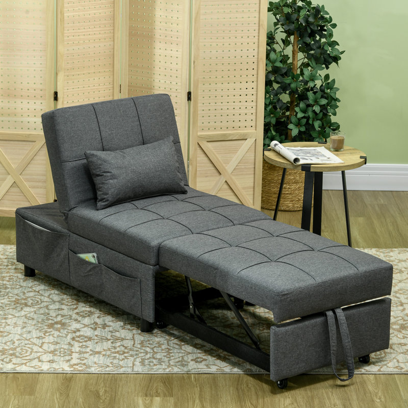 Marmion Single 65.5cm Upholstered Futon Chair, Innerspring/Coil, Grey