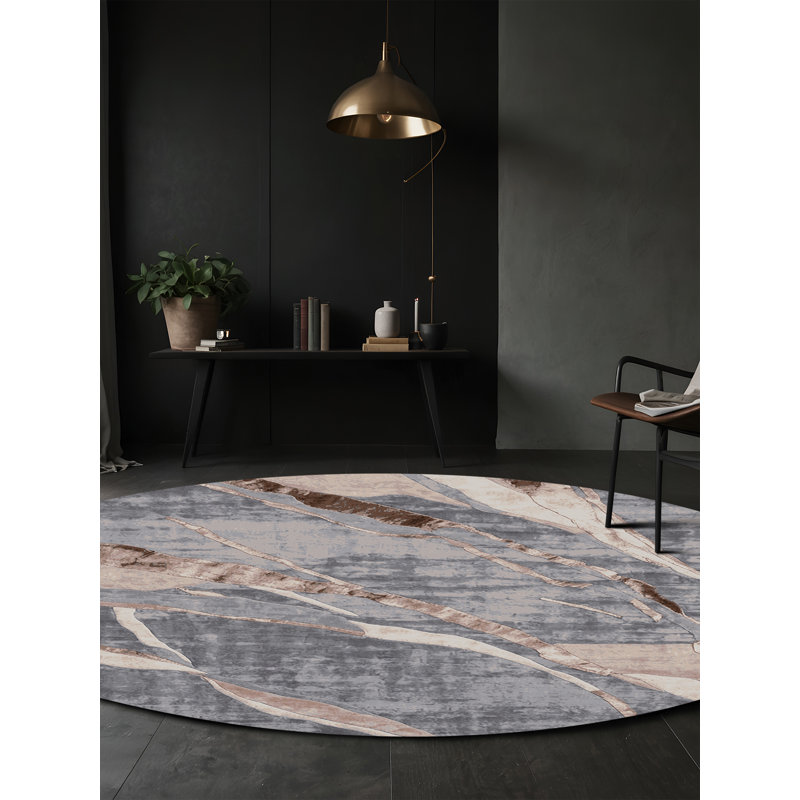 Tapis rose soyeux et moelleux, Rond 8 pi