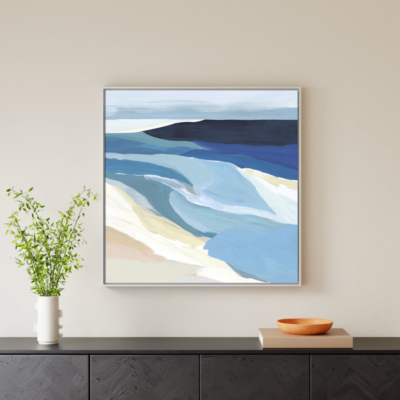Camarie "Graham Lake I" by Isabelle Z Wood Framed Canvas Graphic Art with Mounting Hardware, Picture Framed Canvas, White