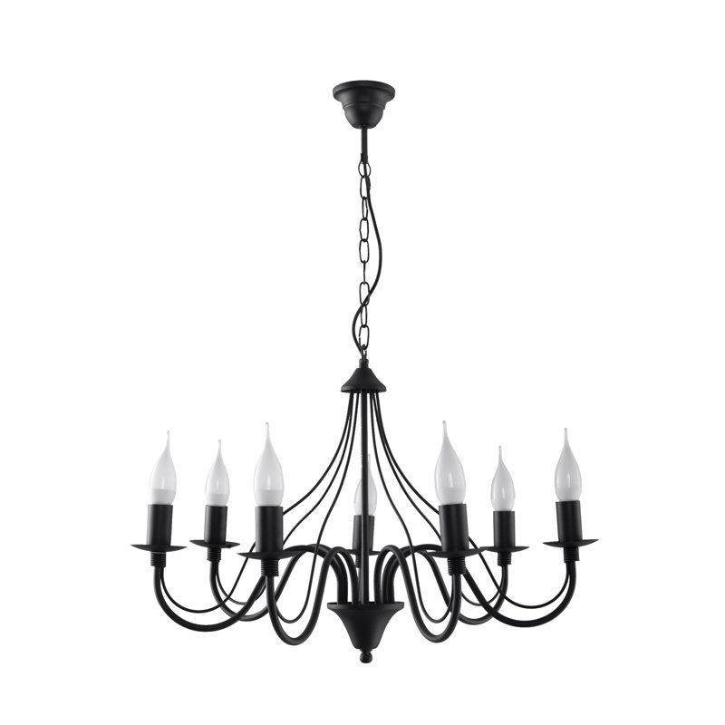 Minerwa 7 - Light Candle Style Chandelier, Black
