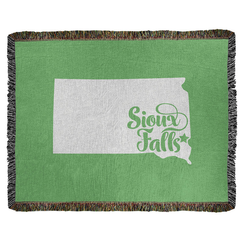 Jeté en coton tissé sioux chute south dakota, l 60 po x L 80 po, Vert