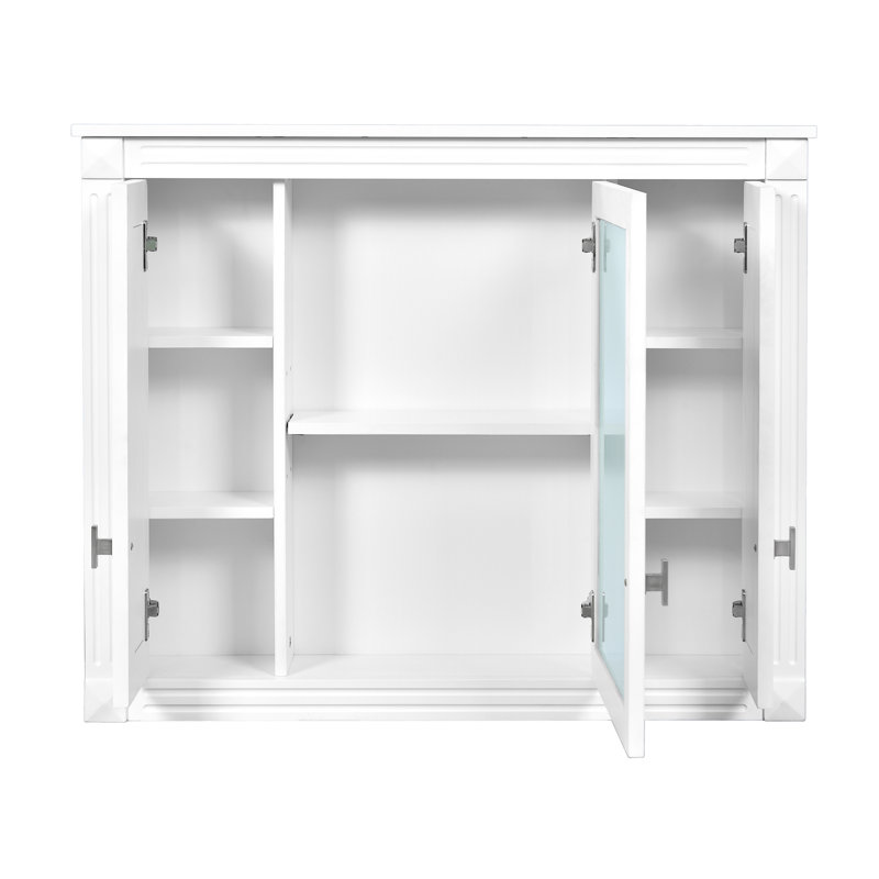 Wall Mounted Medicine Cabinet with 4 Shelves, White