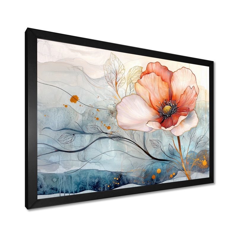 Magnifique rêverie de fleur d'anémone - coquelicots, salon d'art mural, H 16 po x l 32 po, Noir