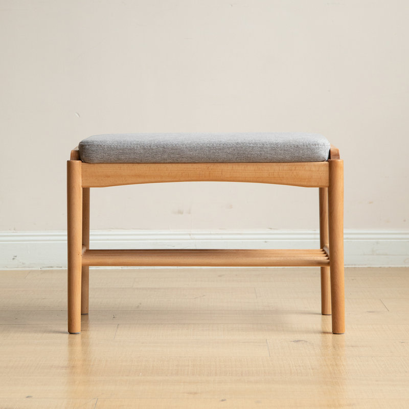 Banc à chaussures en bois massif avec tablette Albert