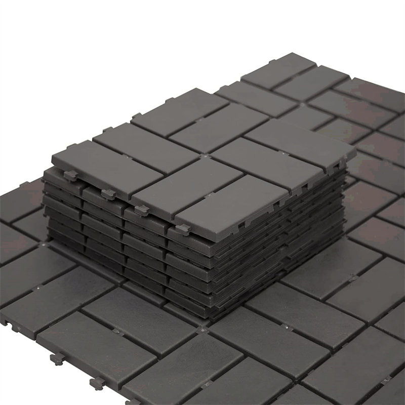 Carreaux de terrasse à emboîtement de patio, tuiles de terrasse carrées en composite 12 po x 12 po, carreaux de sol en plastique à carreaux pour l'extérieur pour l'extérieur pour balcon, (gris, paquet de 27)